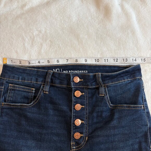 No Boundaries Womens High-Rise Button-Fly Distressed Skinny Jeans Junior Size 11 - Picture 10 of 13